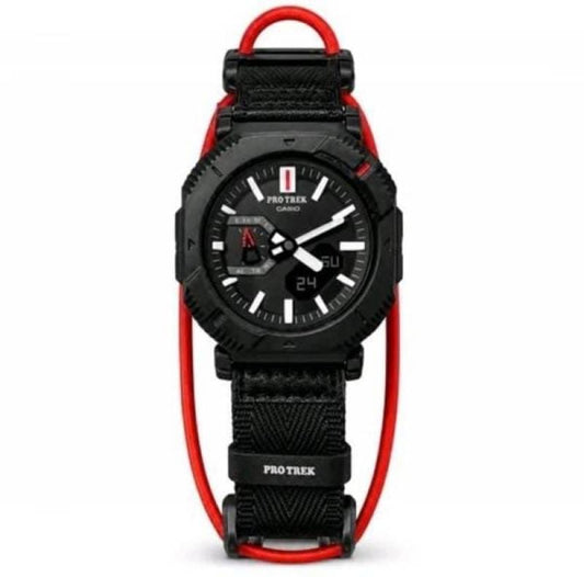 CASI.O G-SHOCK PRO TREK BLACK ND RED